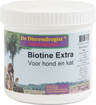 DIERENDROGIST BIOTINE POEDER+KRUIDEN HOND/KAT 450 GR DIERENDROGIST VOEDINGSSUPPLEMENTEN HOND