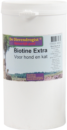 DIERENDROGIST BIOTINE POEDER+KRUIDEN HOND/KAT 900 GR DIERENDROGIST VOEDINGSSUPPLEMENTEN HOND