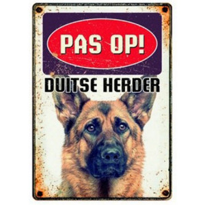 PLENTY GIFTS WAAKBORD BLIK DUITSE HERDER 15X21 CM PLENTY GIFTS STICKERS/WAAKBORDEN HOND