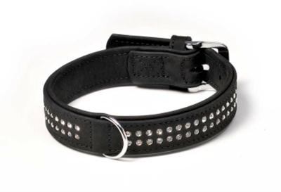 KARLIE BUFFALO STRASS HALSBAND ZWART 10 MMX27 CM KARLIE HALSBANDEN/LIJNEN LEER HOND