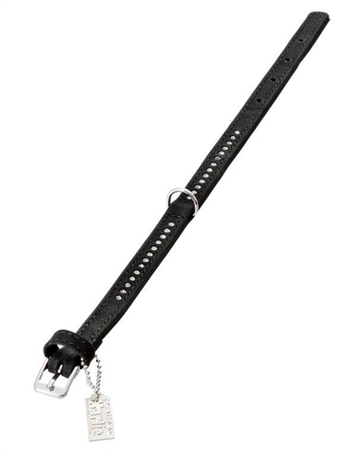 KARLIE BUFFALO STRASS HALSBAND ZWART 30 MMX55 CM KARLIE HALSBANDEN/LIJNEN LEER HOND