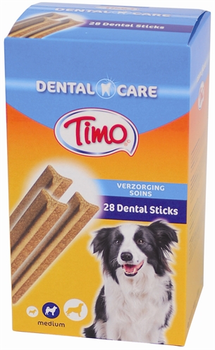 TIMO DENTAL CARE STICKS MULTIPACK MEDIUM 28 ST 560 GR TIMO SNACKS KAUW HOND